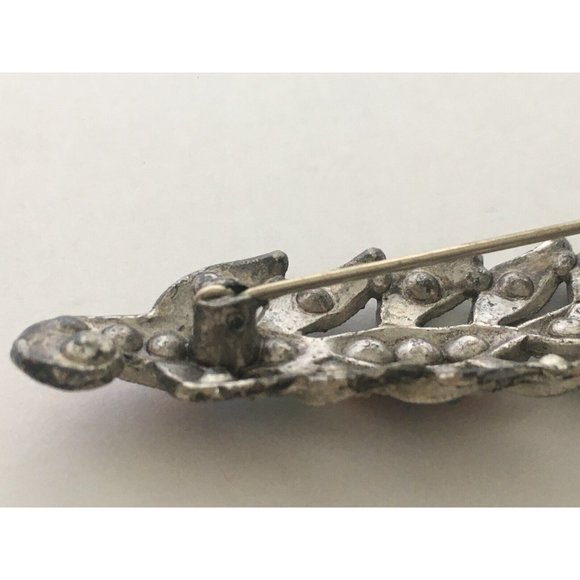 Little Nemo Feather Colored Rhinestone Brooch Pin Art Nouveau Vtg Jewelry Signed - Picture 6 of 9